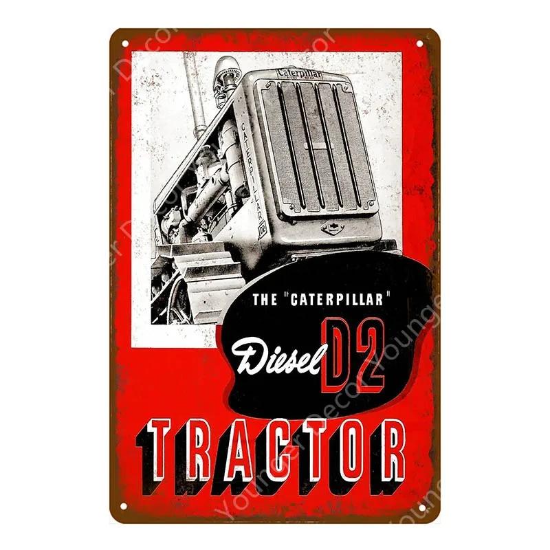 Vintage Farm Tractor Metal Signage Tin Signage Metal Vintage Farmhouse Courtyard Wall Art Decoration Mural Aesthetics Gift