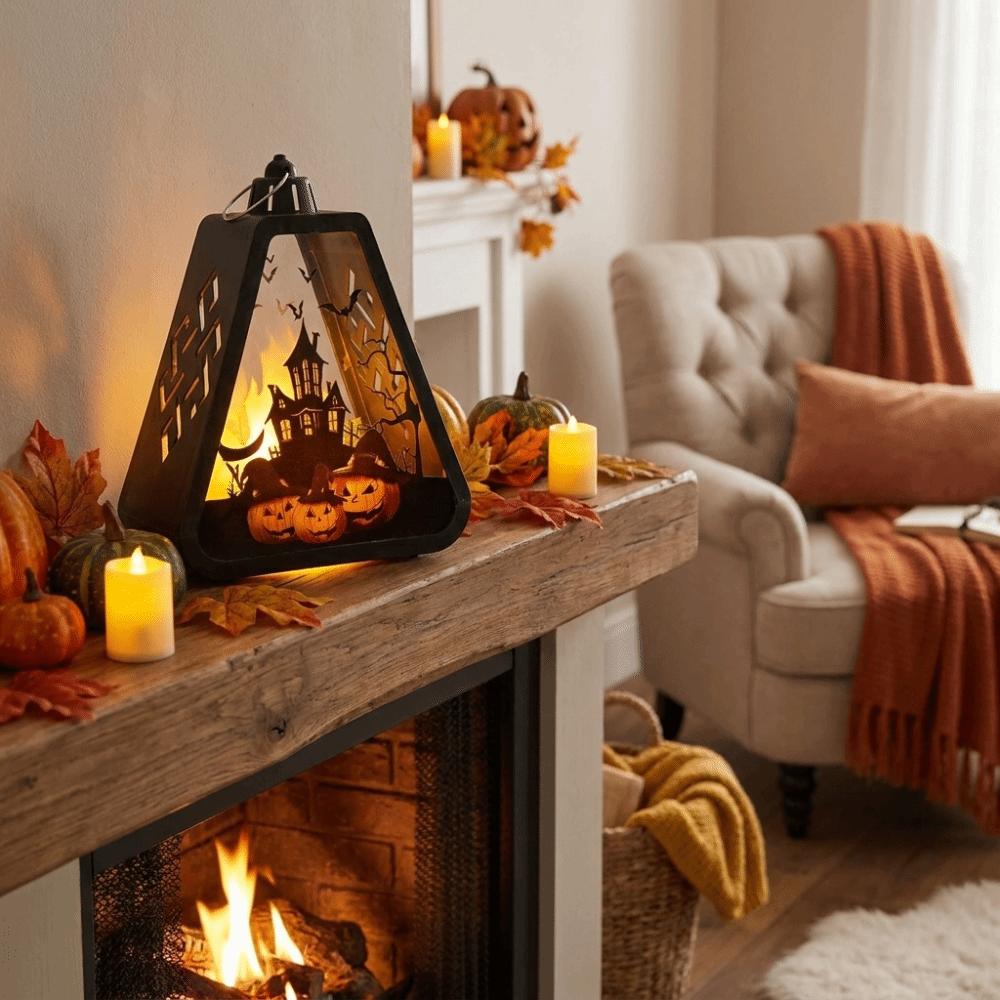 Battery Operated Halloween LED Lamp Plastic Handheld Lanterns Hanging Lantern Ghost Festival