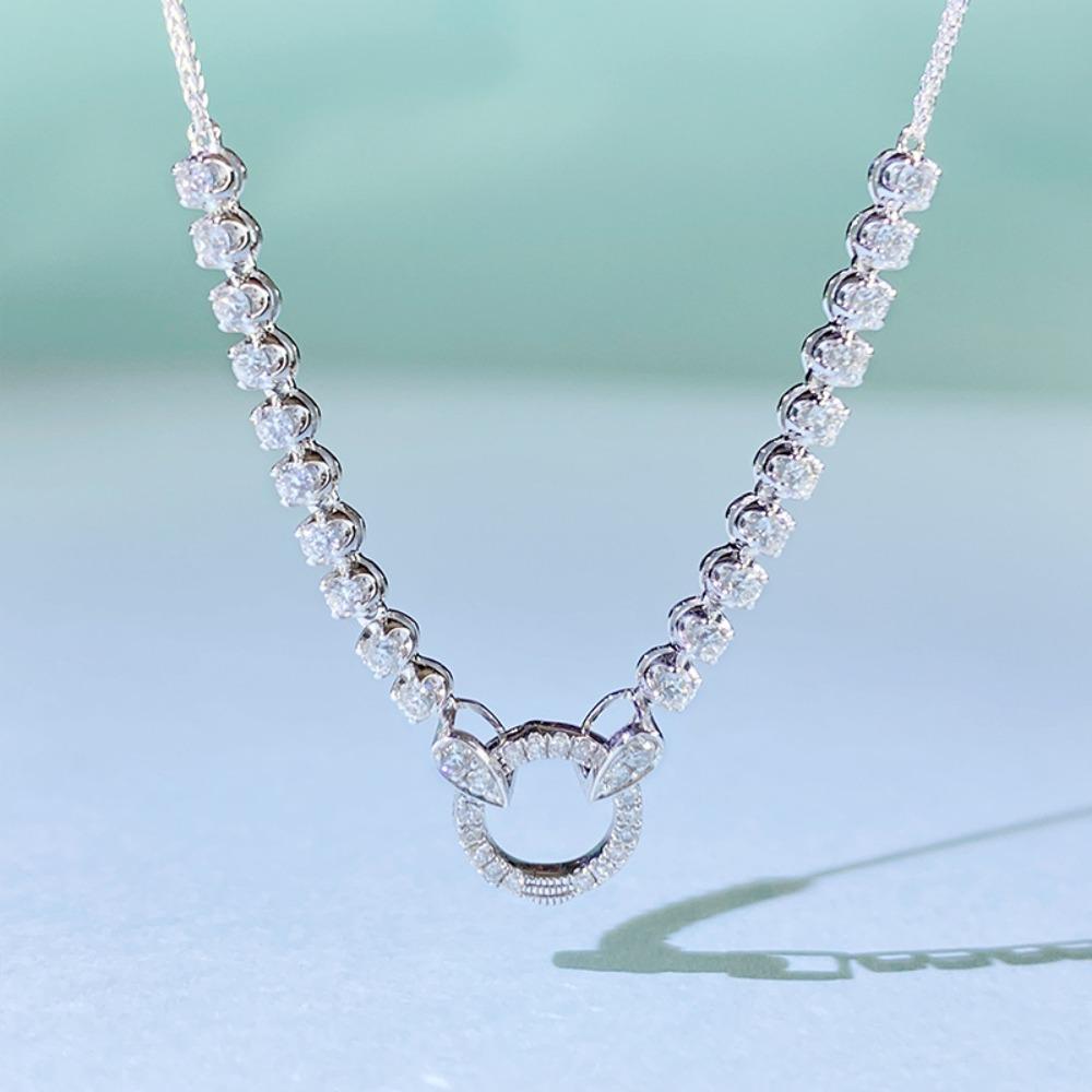 

Faux Diamond Necklace Universal Pendant Clasp High Carbon Imported Light Luxury Collar Chain Jewelry For Women 50+5cm