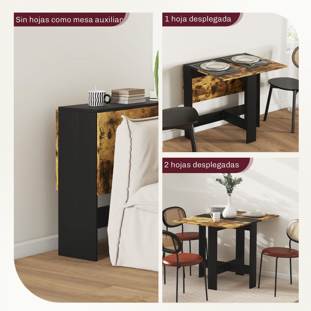 Tavolo da Pranzo Pieghevole Tavolo da Cucina con Ali Abbattibili per Piccoli Spazi 103x76x73,5 cm Nero e Marrone Rustico