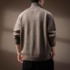 Premium American Style Men's Half-High Collar Knit Sweater - Warm, Anti-Pilling, Plus Size, Long Zipper.