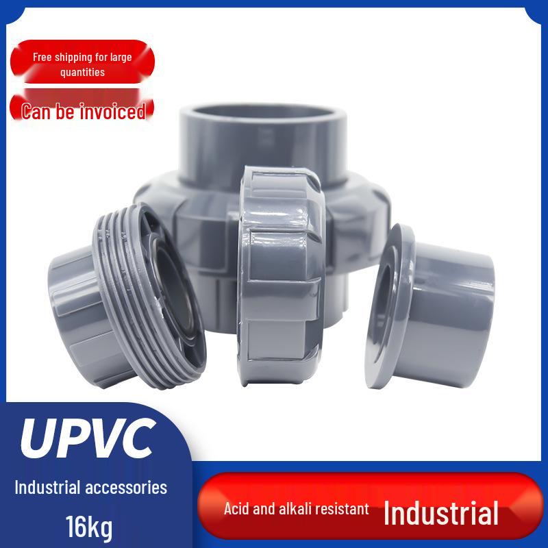 Corrosion-Resistant Dark Gray UPVC Industrial Pressure Union Joint, DN50, 16 Kg