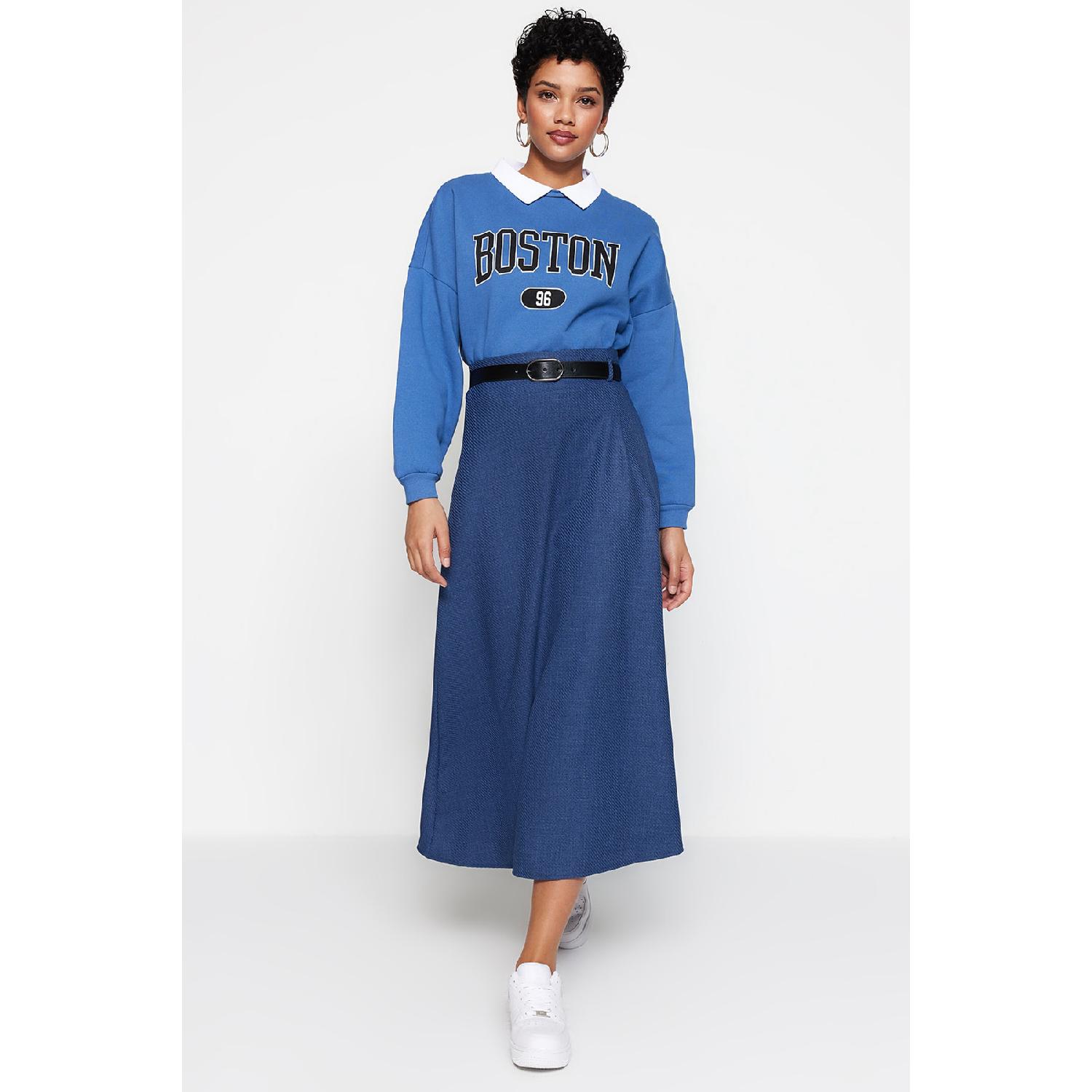 

Тканая юбка цвета индиго с поясом Tctaw23ee00014 36