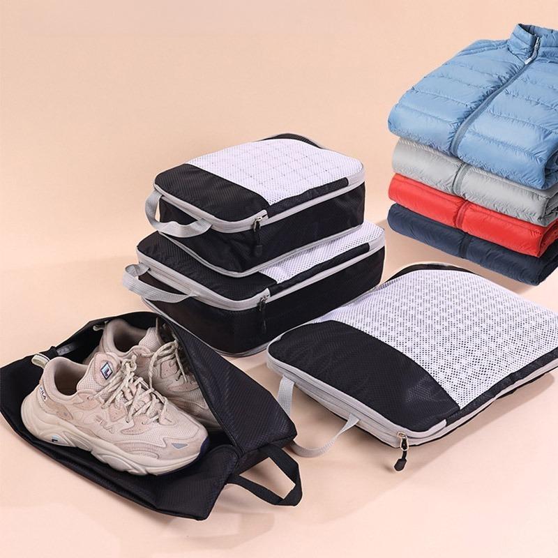 4-Piece Thickened Compressed Mesh Storage Bags - Large Capacity Shoe & Luggage Organizers,Multi-Functional for Travel & Home Use