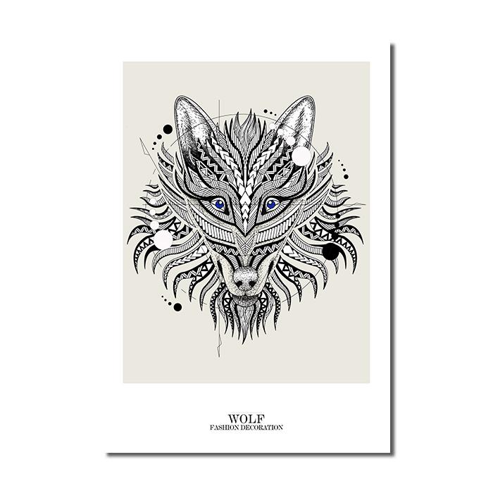 Abstrakte geometrische Tiere Leinwand Malerei Löwe Eule Wolf Poster Nordic Print Wandkunst Bilder für Wohnzimmer Moderne Wohnkultur