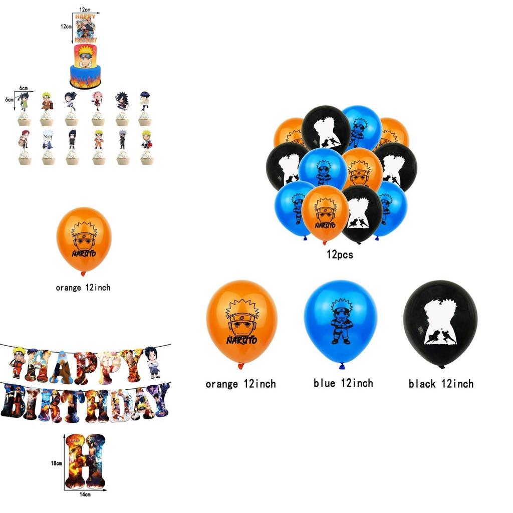 Naruto Ninja Birthday Party Supplies Decorate With Colorful Balloons Pull Flags And Cake Toppers