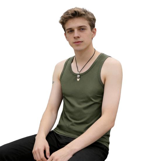 Herren Weste Sommer Ärmellos Rundhals Schlank Passend Tanktops Einfarbige Sport Fitness Camisole Täglich