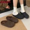 Fashion Warm Ladies Flats Slippers Shoes Round Toe Female Slides Outdoor Indoor Fashion Flock Women Slippers Sandals Shoes Mules