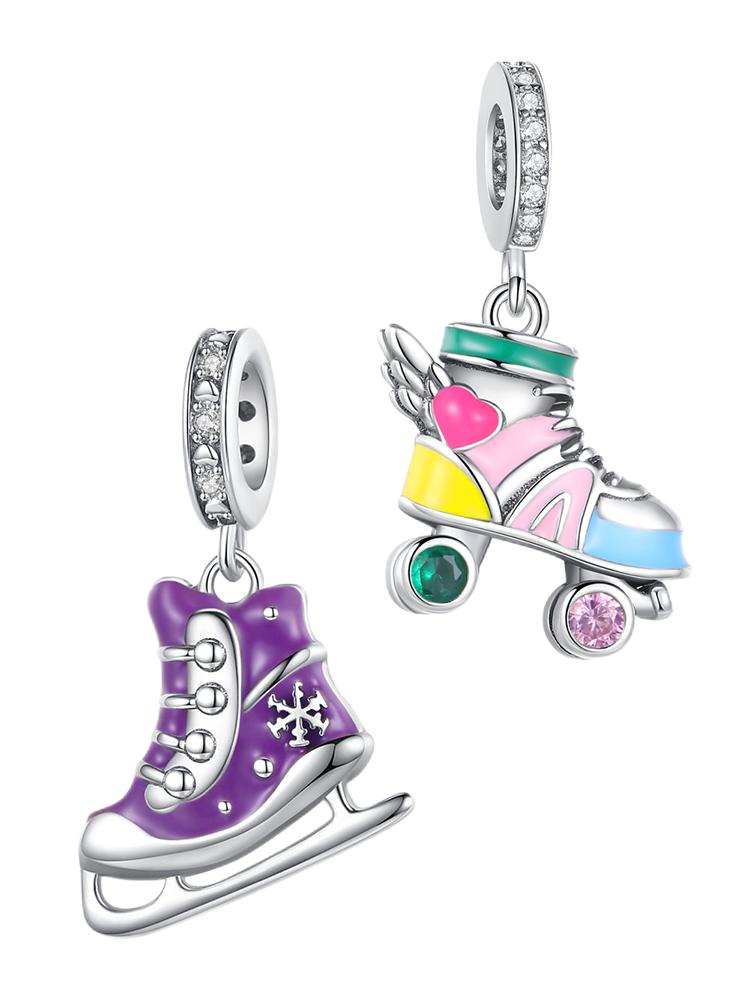 Copper Colors Skate Shoes Sports Compatible With Bracelets Sparkling Charm Bead Charms Copper Colors Authentic Bracelets for Jewellery Making