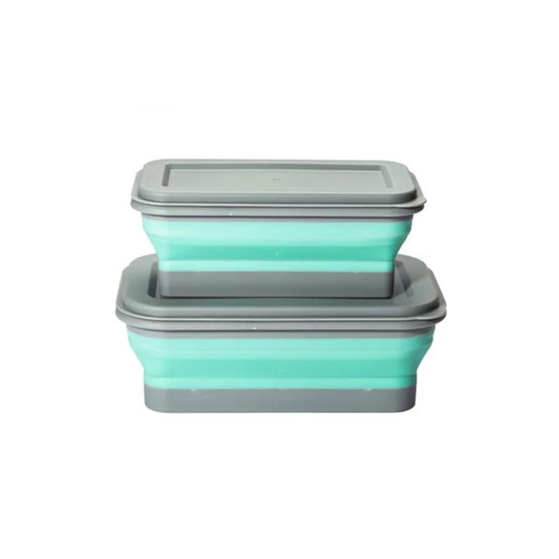 1 Set Portable Folding Lunch Box Bowl Sets Silicone Food Container Outdoor Camping Tableware Set Foldable Salad Bowl with Lid