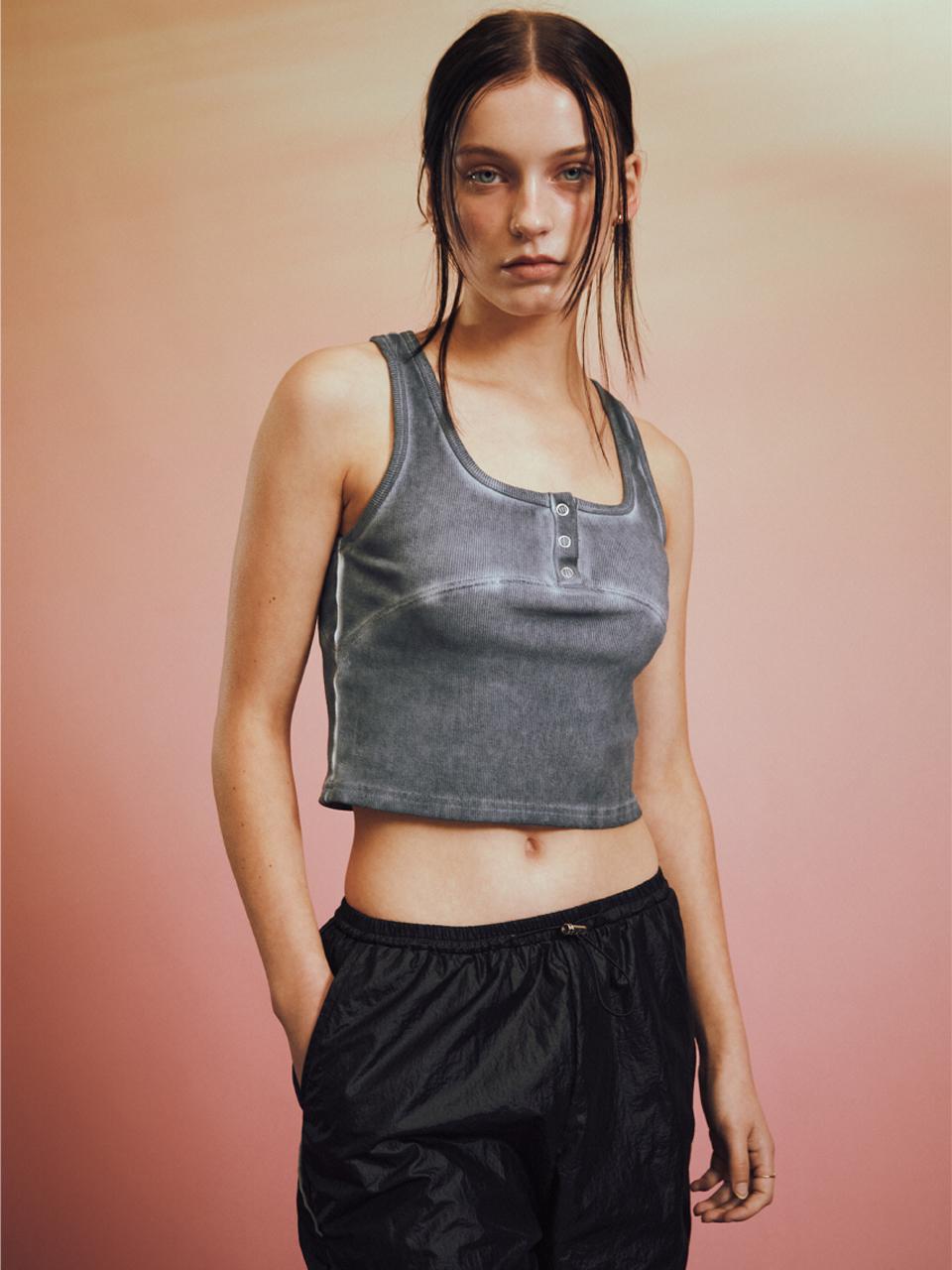 Renezmia Color-Dyed Sleeveless Top _ Indigo Blue