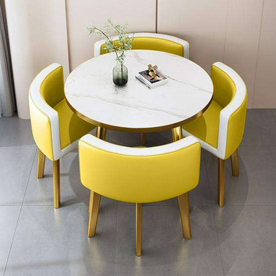 Modern Reception & Meeting Table Set: Office & Leisure Round or Square Dining Table with Chairs.