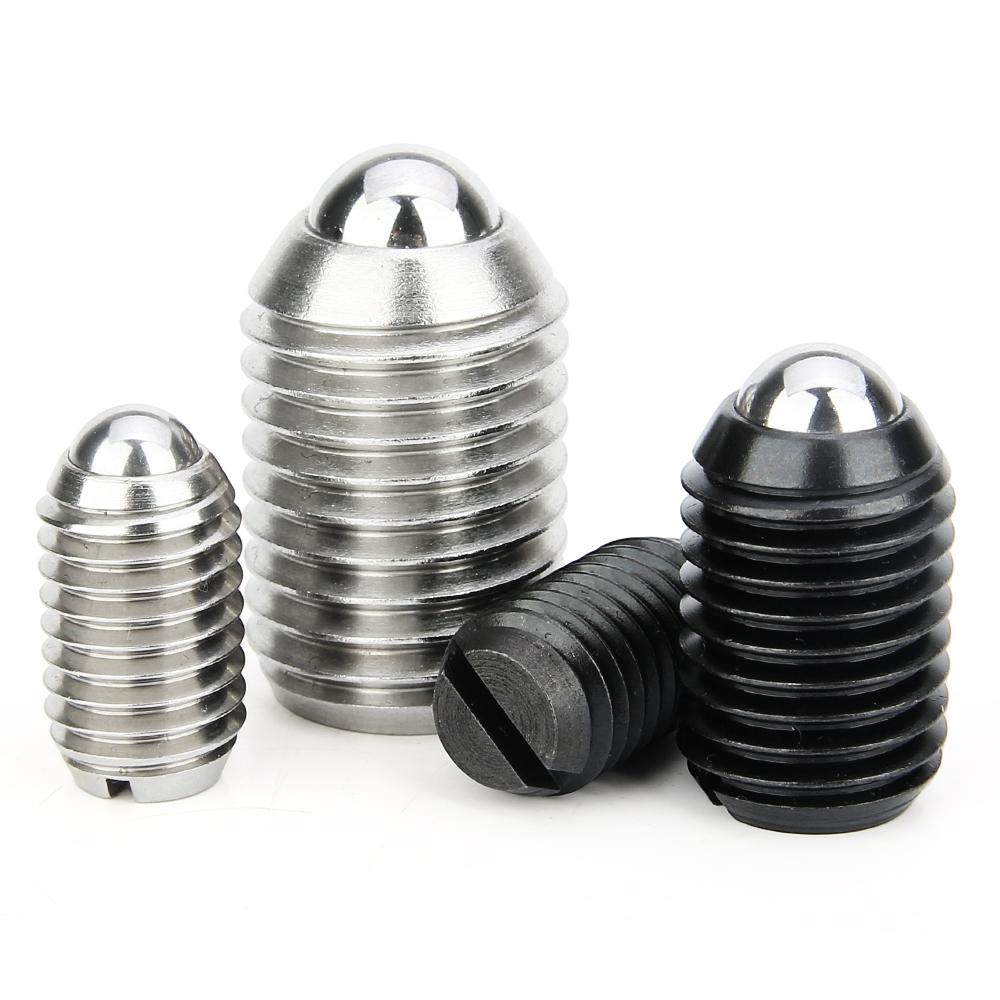 Factory Supply 10pcs Groove Ball Plunger M4~M24  Carbon/Stainless Steel  Spring Loaded Plunger Steel Ball Fastening Spring Screw