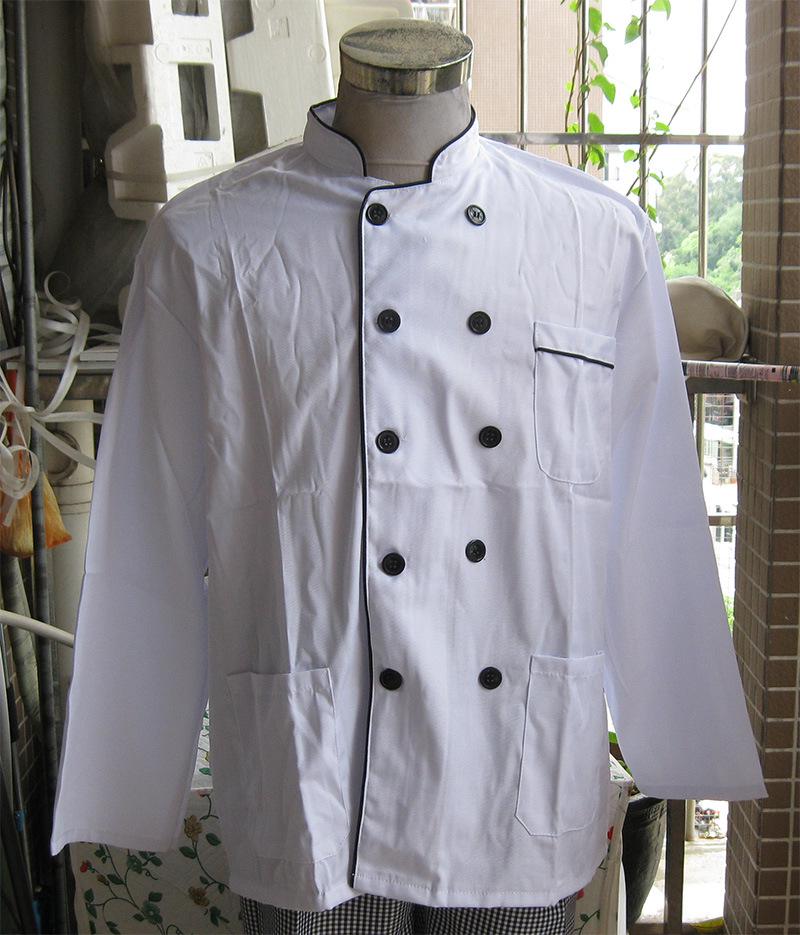 

Black Edge Long Sleeve Three-Pocket Polyester Cotton Kitchen Workwear with Embroiderable Button. XXL