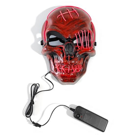 Halloween LED Face Cushion Scary Skull Full Face Cushion Light Up Neon Cosplay Costume Accessory for Parties Raves Festivals