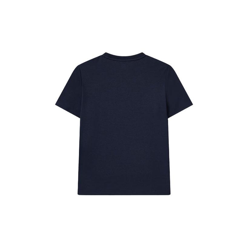 Fila Athletics Logo Printed Knit Short Sleeve T-Shirt Men Tops Dark-Blue A11M121103FNV