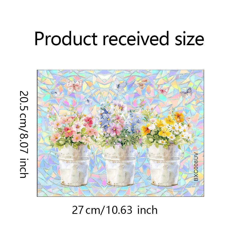 

Creative Iron Bucket Butterfly Flower Home Beautification and Decoration Glass Static Window Stickers