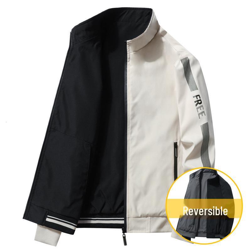 Men's Double-Sided Cotton Jacket: Casual Loose Fit, Spring/Autumn Pilot Baseball Style