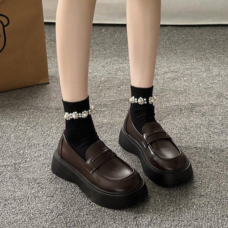 Platform Loafers Women's 2025 New Women's Shoes, British Style In Spring and Autumn, Fashionable Outer Wear, Small Leather Shoes