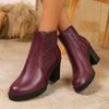 Fashion Women's New Ankle Boots 2025 Autumn Thick High-heeled Short Boots Back Zipper Splicing Plus Size Fashion Short Botines Mujer