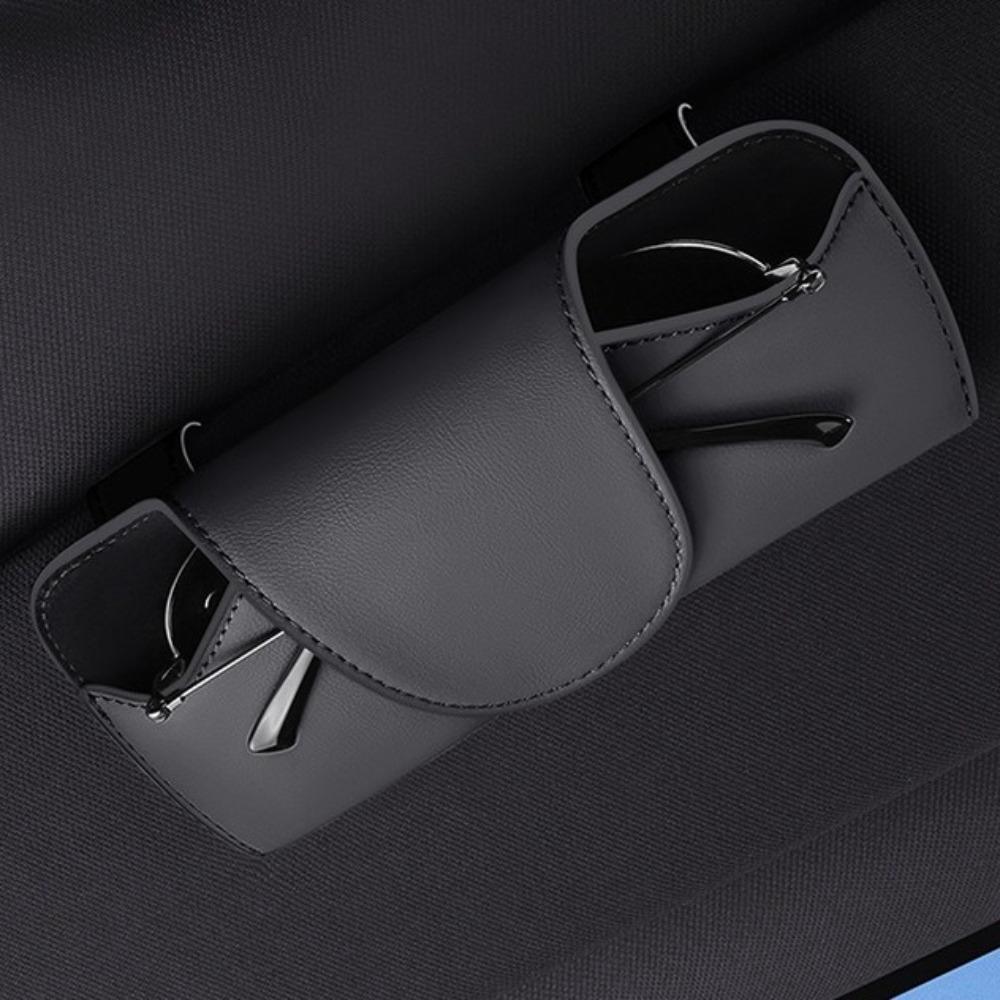 PU Leather Sun Visor Glasses Holder Multi-functional Wear-Resistant Sunshade Plate Organizer Universal Auto Sunglasses Holder