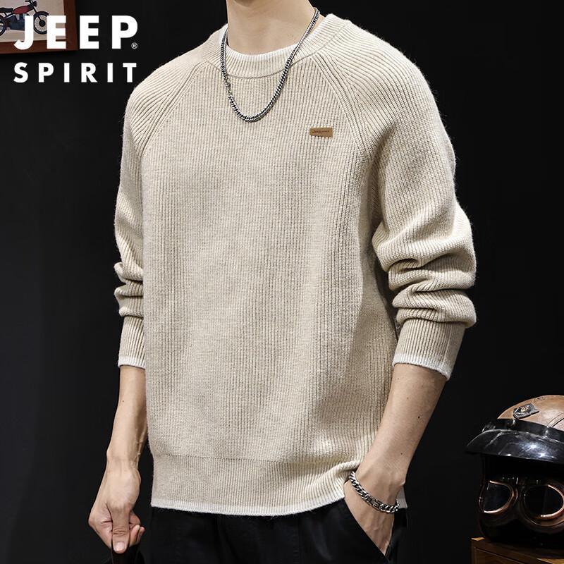 JEEP SPIRIT Men's Loose Fit Heavy Knit Pullover Sweater