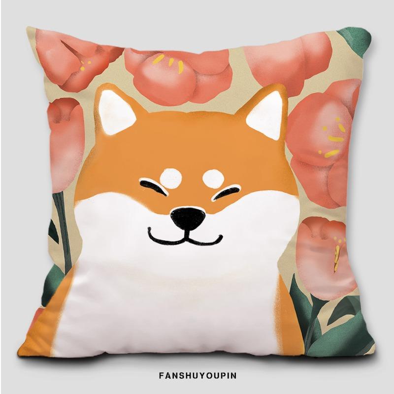 

Наволочка с изображением сиба-ину для украшения общежития, офиса, гостиной, дивана, домашней наволочки 40x40cm