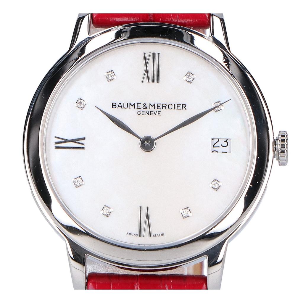 Baume&Mercier M0A10543 Classima Diamond Set MOP Quartz Watches Bordeaux Alligator strapUsed