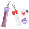 Silicone Lip Balm Holder Bowknot with Keyring Lipgloss Sleeve Portable Colorful Keychain Lip Gloss Cap for Summer Fridays
