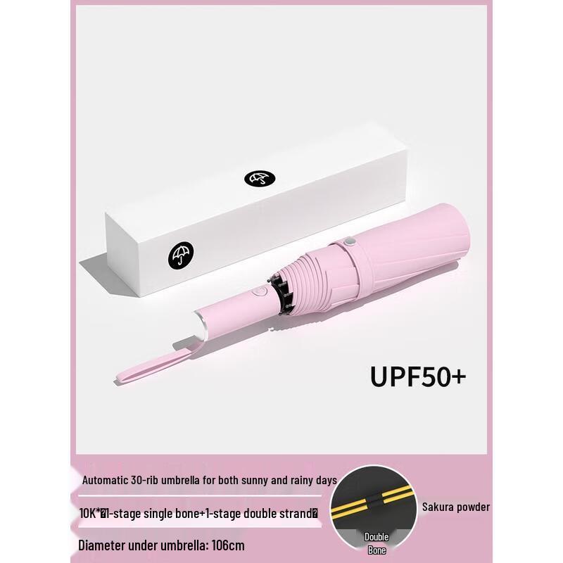 HANDUNYOU Automatic 30-Rib Windproof Umbrella, Cherry Blossom Pink