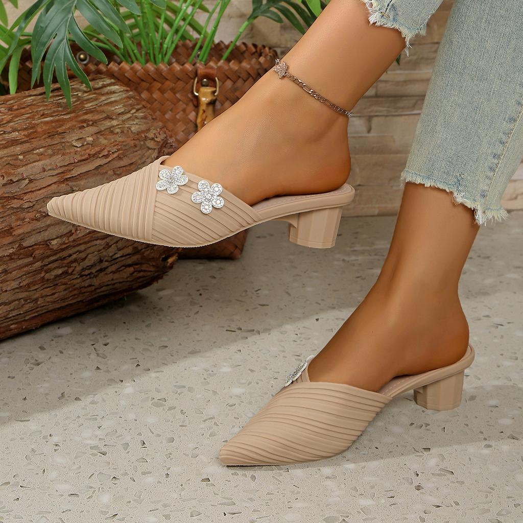 Casual Half Slippers, Women's Summer Fashion, Adult Pointed Coarse Heel, Cool Slippers, Cool Drags