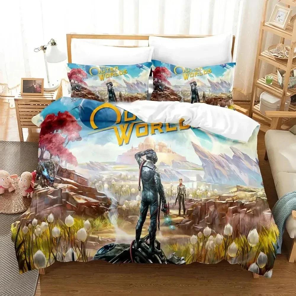 Game Outer Worlds Beding Set 3D Printed Suitable for Bedrom Soft with Soft Fabric Duvet Cover Set With Pilowcases Children Kids Home Textile
