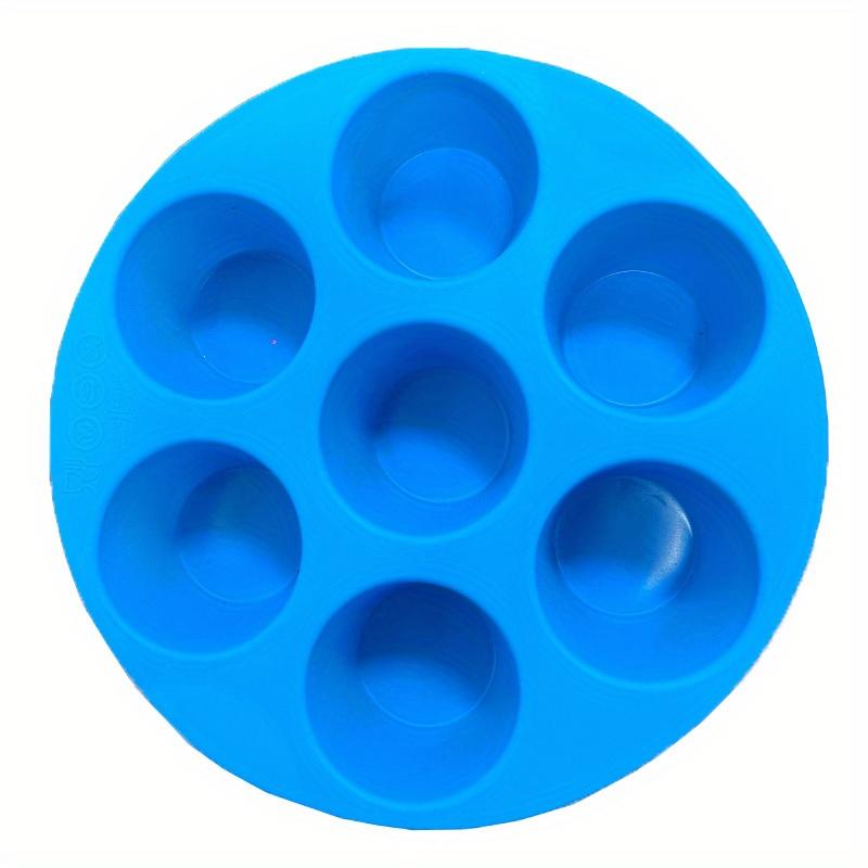 

17.5cm Silicone Seven Hole Cake Mold Egg Bite Molds for Air Fryer 7Cavity Non-Stick Muffin Pan for Cupcakes/Quiches/Tarts синий