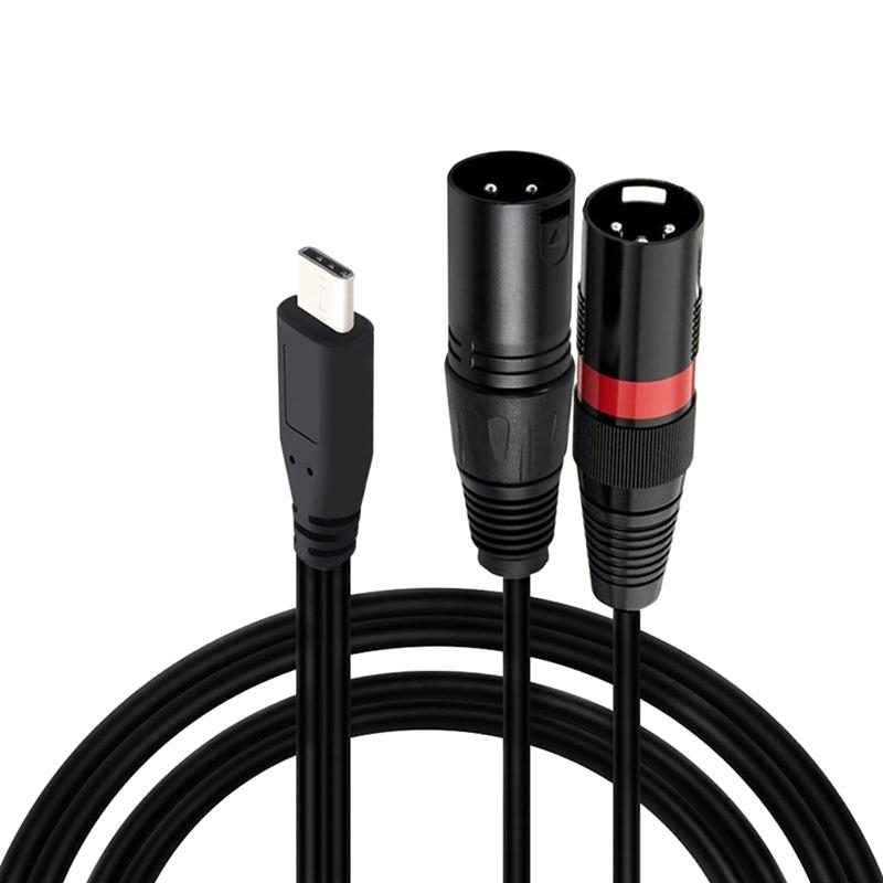 1M Usb-C To Dual Xlr Male Audio Cable Type-C To 2 Xlr Adapter For Tablet Phone Laptop For Iphone For Macbook For Samsung