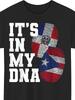 Dominican & Puerto Rican DNA Heritage Flag T-Shirt - Dual Nationality Design, Casual Round Neck Shor