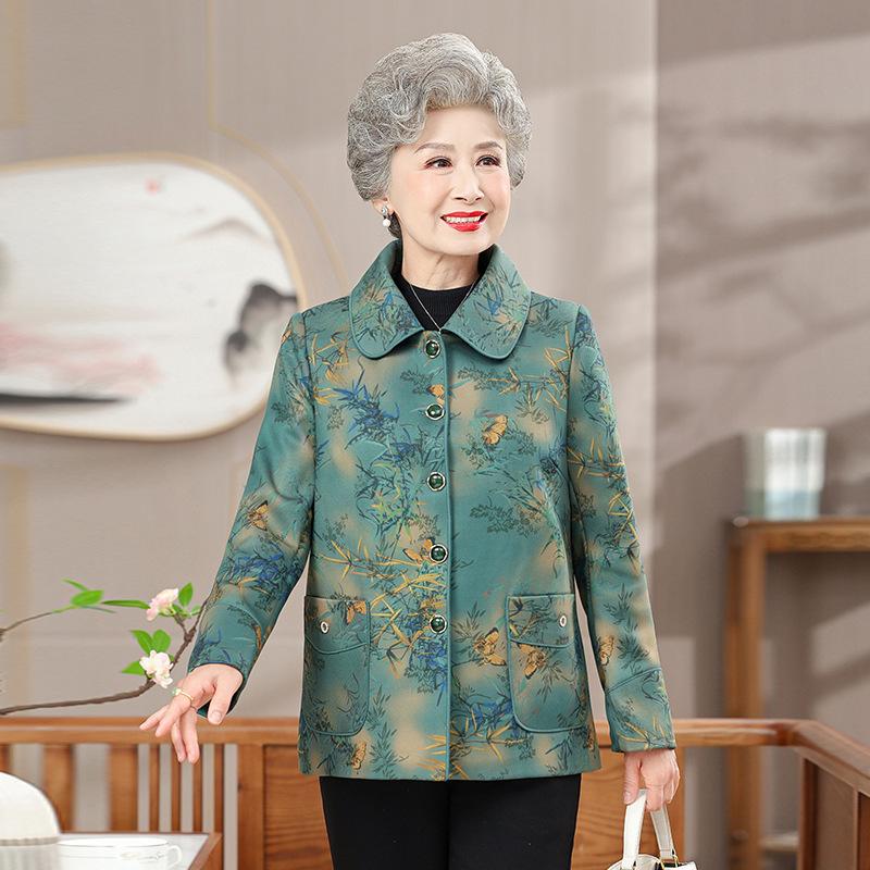 

Осеннее женское новое пальто, одежда для пожилых женщин 6XL (155-82.5 kg recommended) зелёный