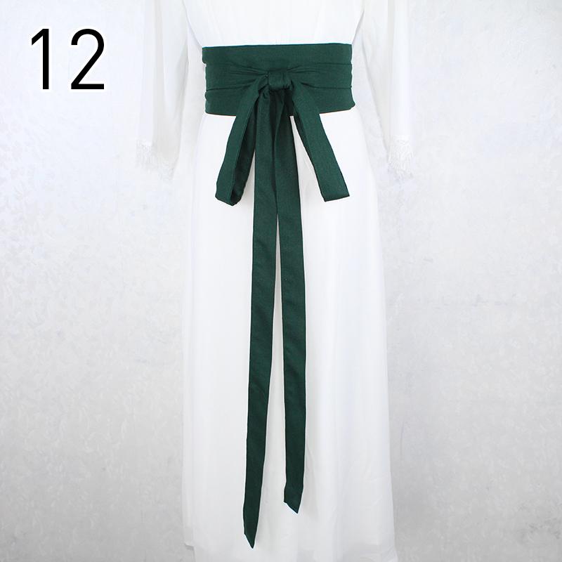 360cm Traditional Chinese Hanfu Waist Belt Cotton Linen Long Silk Sash Antique Elegant Solid Color Dress Decor for Women