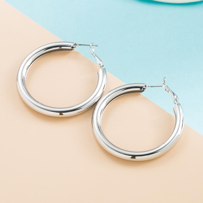 

Женские серьги-кольца C-образные полые серьги из розового золота с гальваническим покрытием OneSize серебряный