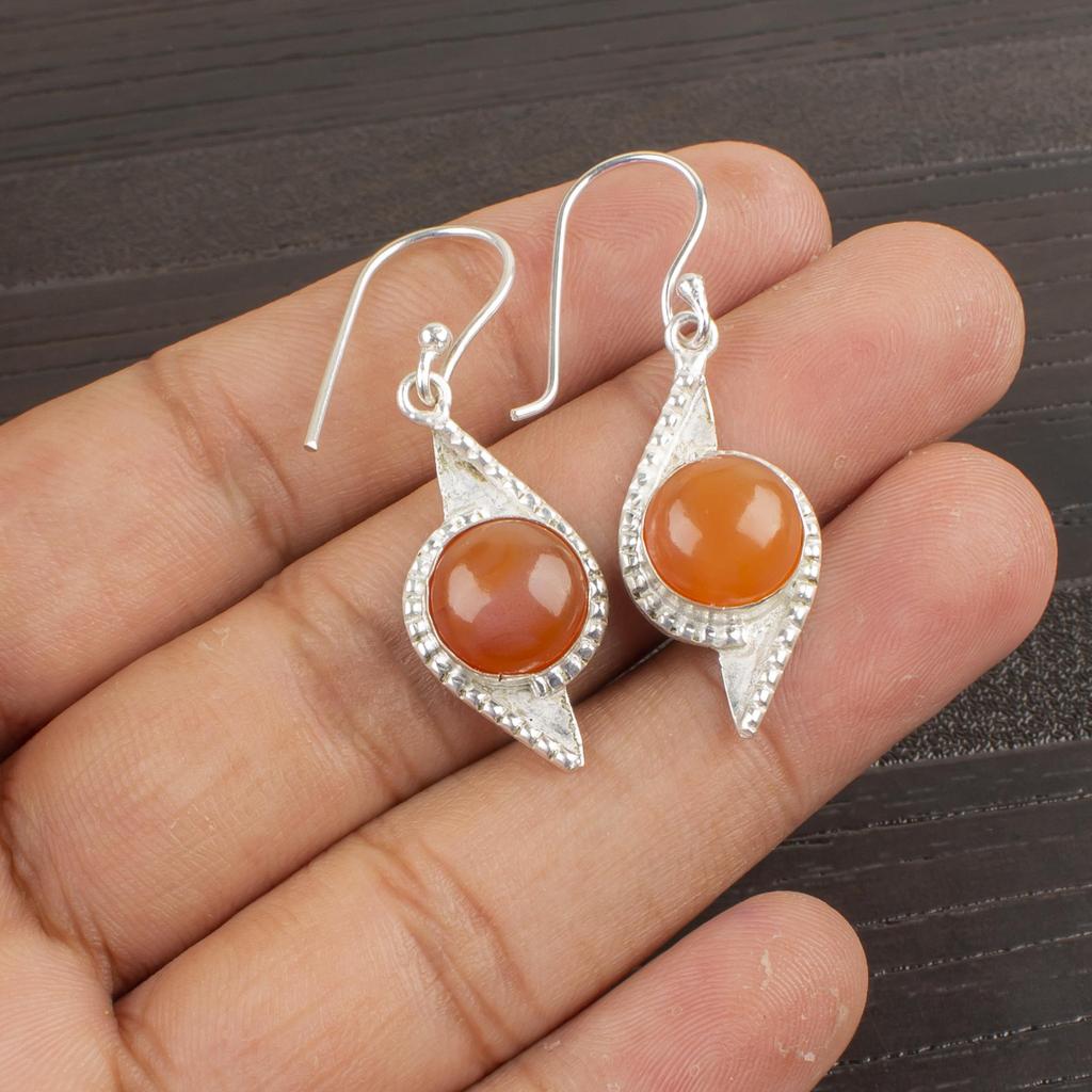 Carnelian 925 Solid Sterling Silver Earrings, Handmade Gemstone Earrings, Gifts For Friend  Bohemian Earrings For Love