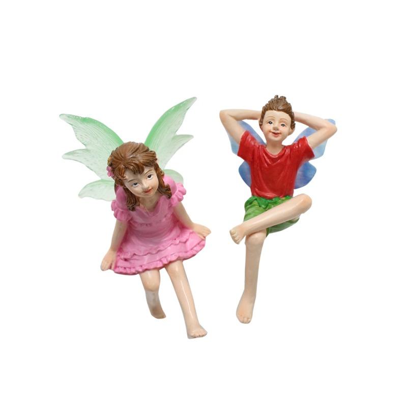 Creative Fairy Statue Flower Pot Decoration Resin Garden Micro-landscape with Luminous Male and Female Flower Fairies