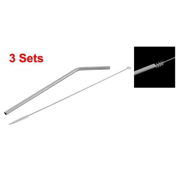 3 Sets Paille réutilisable en métal Brosse de crinière Outil de nettoyage