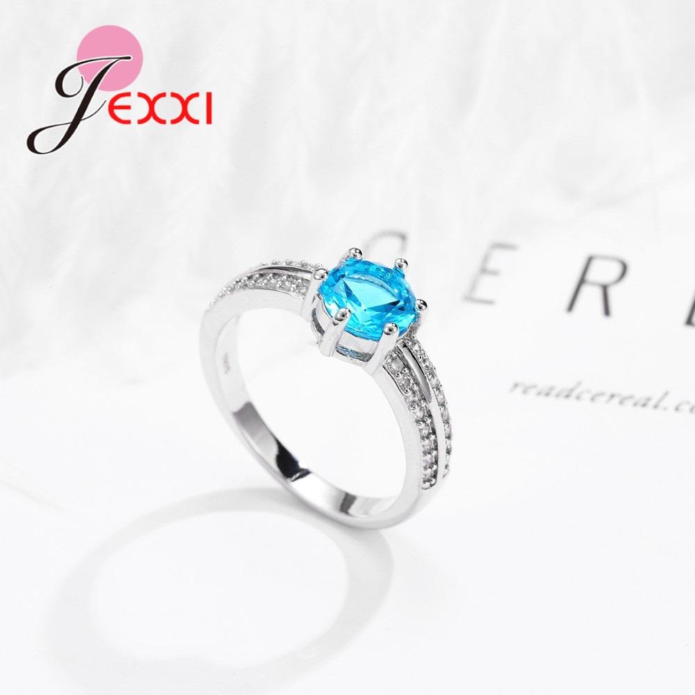 Charm 925 Sterling Silver Color Lake Green/Purple Cubic Stone For Wedding Engagement Rings Jewelry With Austrian Crystals Anillo