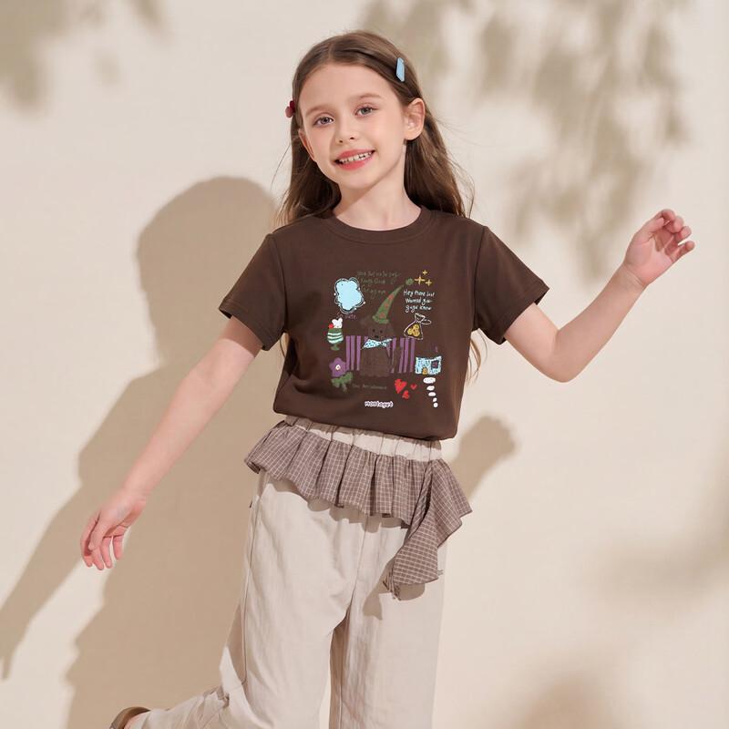 Montagut Girls' Cartoon Print Short Sleeve T-Shirt