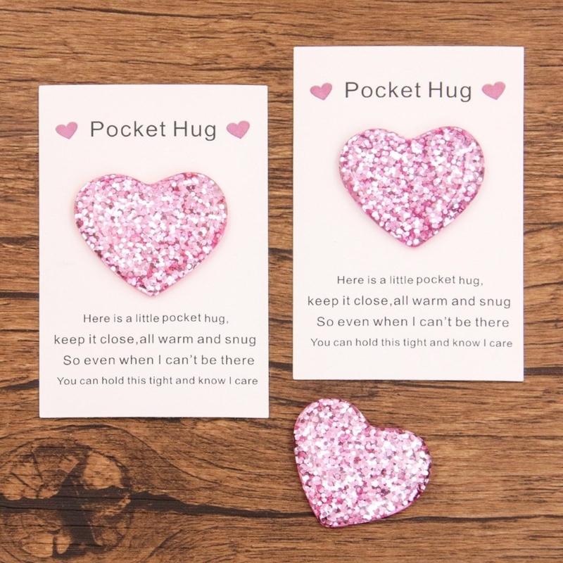 Pack of 3 Sophisticated Pocket Hug Heart Shape Ornament Pocket Hug Heart for Women Friend University School Gift