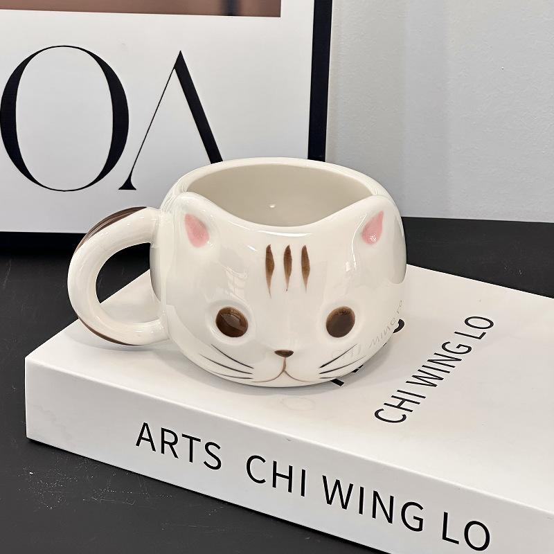 Черно-белая кошка керамическая чашка керамическая поделка кружка молочная чашка креативная чашка с кошкой милый питомец 401-500ml