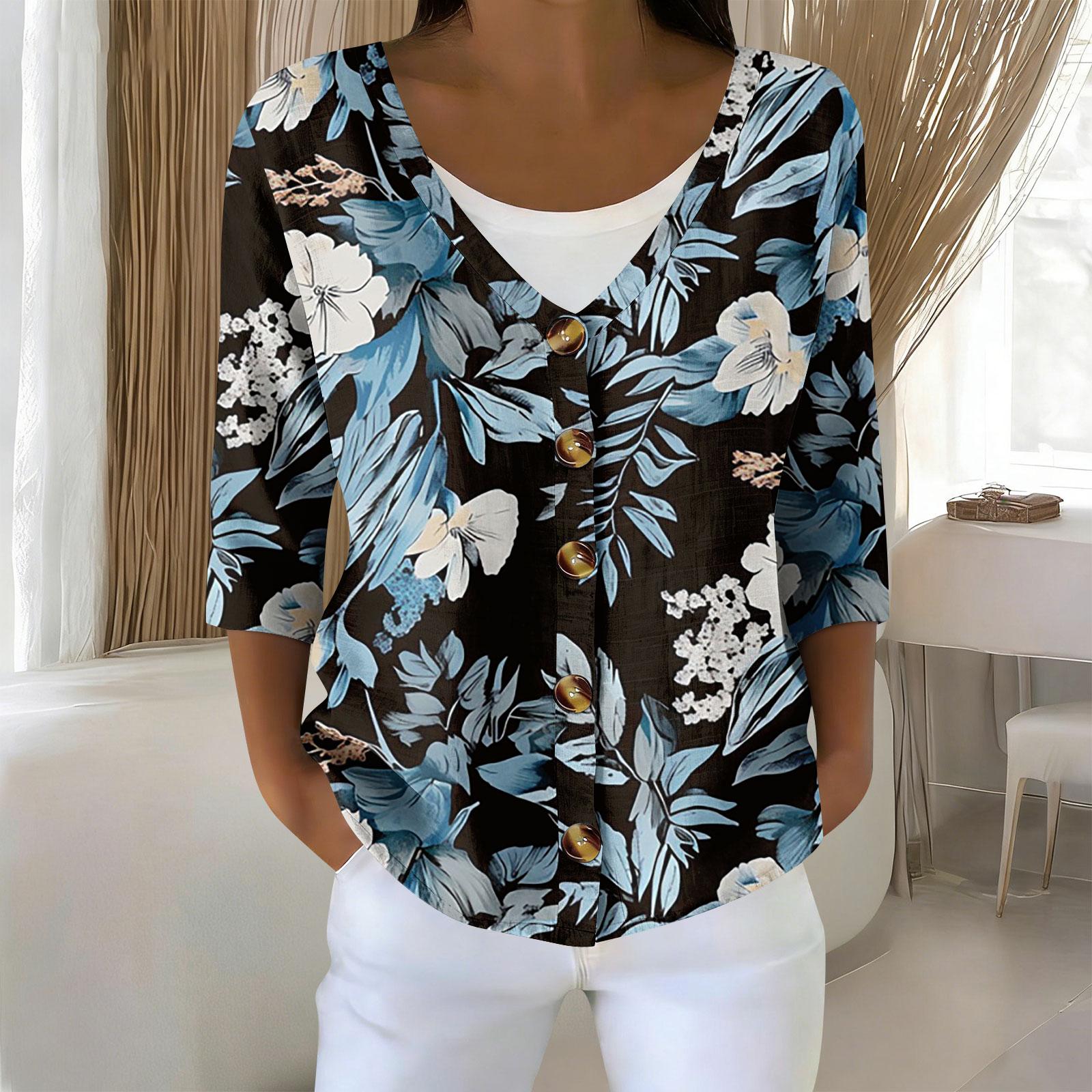 

Women s 3/4 Sleeve Shirts Graphic Tees Shirts Casual Basic Tops Pullovers XXL чорний
