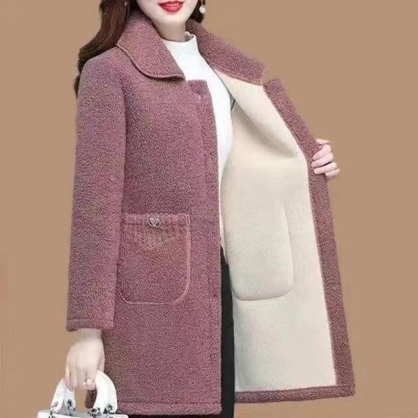 Imitation Lamb Wool Coat Women's New Autumn and Winter Fleece Thickened Plus Size Medium and Long Composite Coat Hooded Padded Jacket