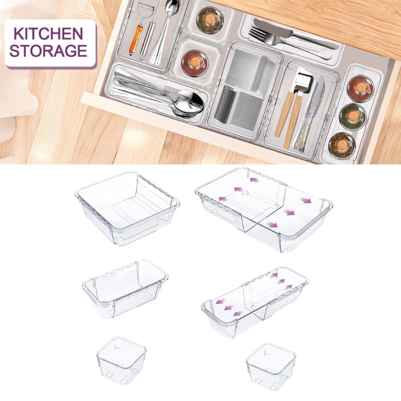 Expandable Drawer Storage Organizers Compartments Sturdy Waterproof ABS Plastic Tray For Utensils Accessories