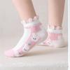 Children's Mid-Calf Socks 5 Pairs Cute Rabbit Floral Design Lace Edge Soft Elastic Socks for Toddler Girls All Seasons