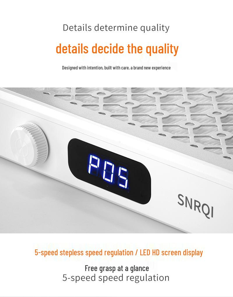 SNRQI Dual-Turbo Brushless Nail Dust Collector with High Suction and Large Area Coverage